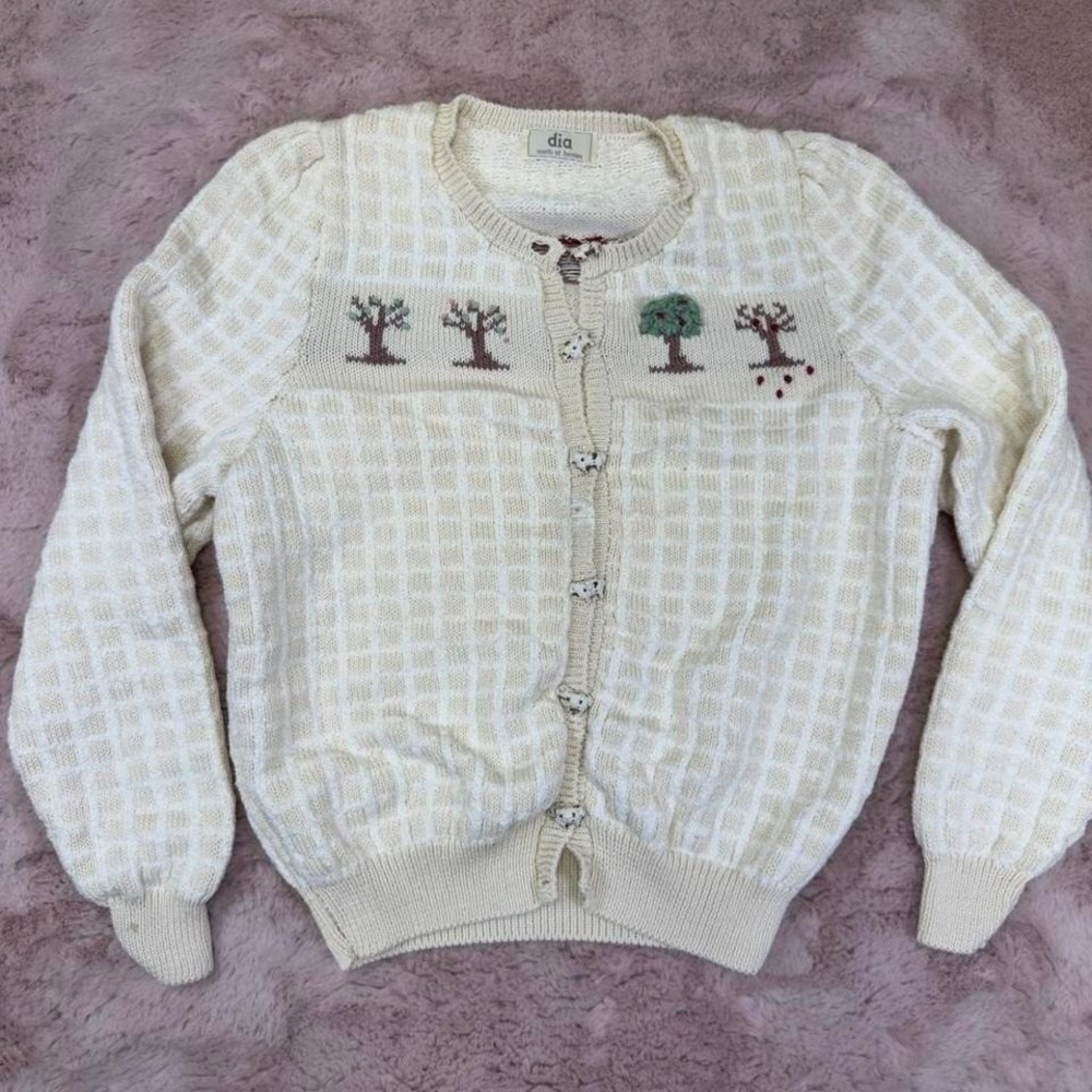 Vintage‎ 1980s DIA North of Boston Appel trees knit cardigan